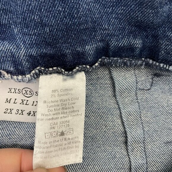 Loup Straight Leg Button Fly Stretch Denim Jeans Medium Blue Wash size XS - Picture 10 of 10